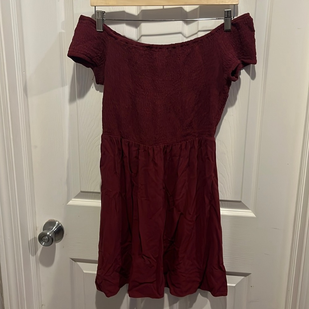 Mossimo Supply Co smocked off-the-shoulder mini dress in burgundy